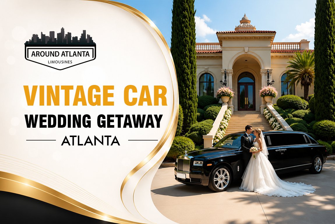 Vintage Car Wedding Getaway in Atlanta